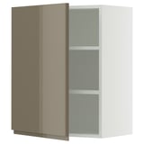 SEKTION Wall cabinet, white/Voxtorp high-gloss dark grey-brown, 24x15x30 "