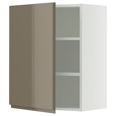 SEKTION Wall cabinet, white/Voxtorp high-gloss dark grey-brown, 24x15x30 "