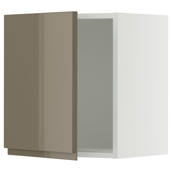SEKTION Wall cabinet, white/Voxtorp high-gloss dark grey-brown, 18x15x20 "