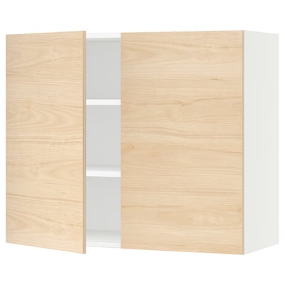 SEKTION Wall cabinet with 2 doors, white/Askersund light ash effect, 36x15x30 "