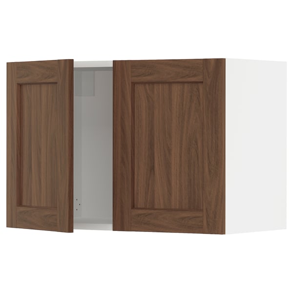 SEKTION Wall cabinet with 2 doors, white Enköping/brown walnut effect, 30x15x20 "