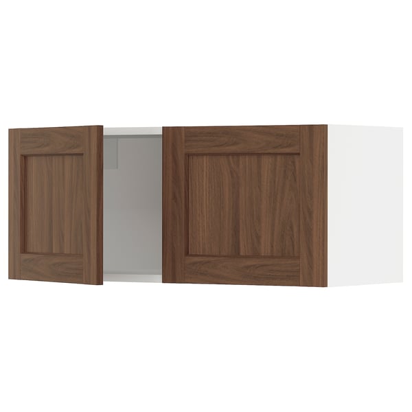 SEKTION Wall cabinet with 2 doors, white Enköping/brown walnut effect, 36x15x15 "