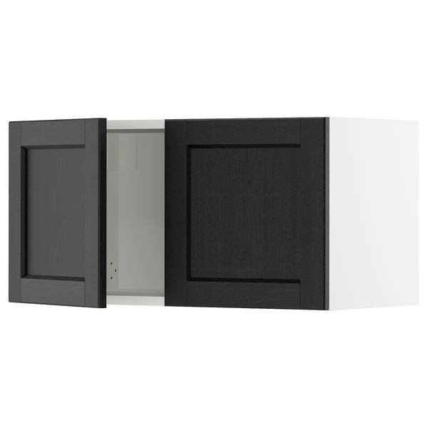 SEKTION Wall cabinet with 2 doors, white/Lerhyttan black stained, 30x15x15 "