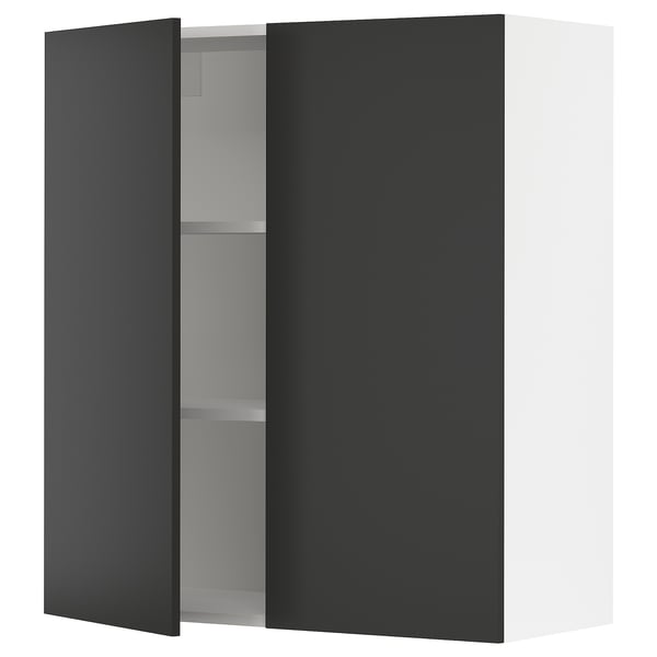 SEKTION Wall cabinet with 2 doors, white/Nickebo matt anthracite, 36x15x40 "