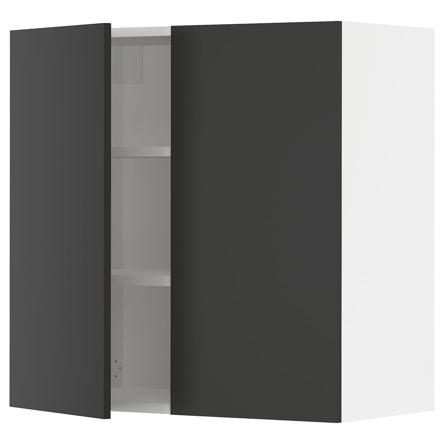SEKTION wall with 2 doors, white/Nickebo matt anthracite, 76x37x76 cm (30x15x30") IKEA CA