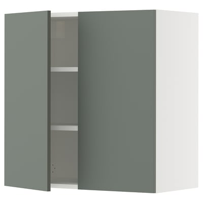 SEKTION Wall cabinet with 2 doors, white/Nickebo matt grey-green, 30x15x30 "