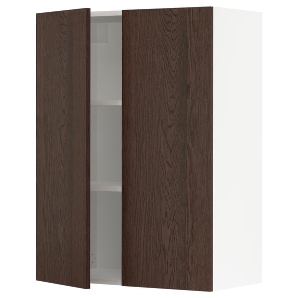SEKTION Wall cabinet with 2 doors, white/Sinarp brown, 30x15x40 "