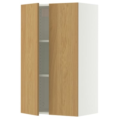 SEKTION Wall cabinet with 2 doors, white/Sinarp oak veneer, 24x15x40 "