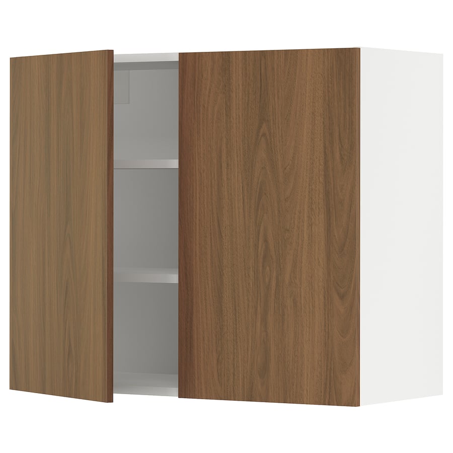 SEKTION wall with 2 doors, white/Tistorp brown walnut effect