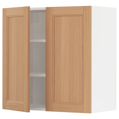 SEKTION Wall cabinet with 2 doors, white/Vedhamn oak, 30x15x30 "