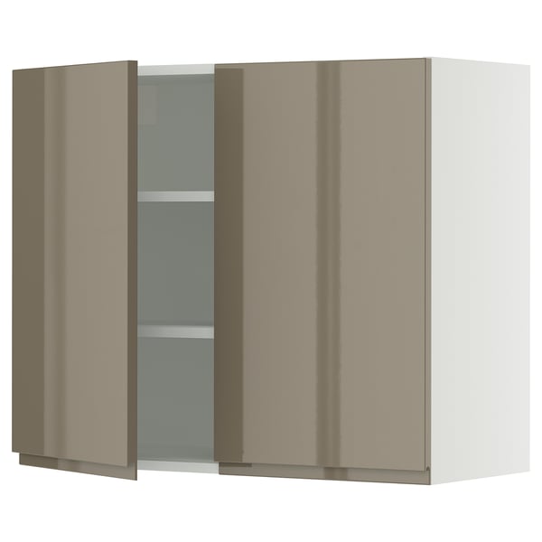 SEKTION Wall cabinet with 2 doors, white/Voxtorp high-gloss dark grey-brown, 36x15x30 "