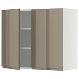 SEKTION Wall cabinet with 2 doors, white/Voxtorp high-gloss dark grey-brown, 36x15x30 "