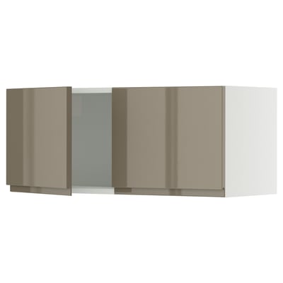 SEKTION Wall cabinet with 2 doors, white/Voxtorp high-gloss dark grey-brown, 36x15x15 "