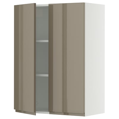 SEKTION Wall cabinet with 2 doors, white/Voxtorp high-gloss dark grey-brown, 30x15x40 "