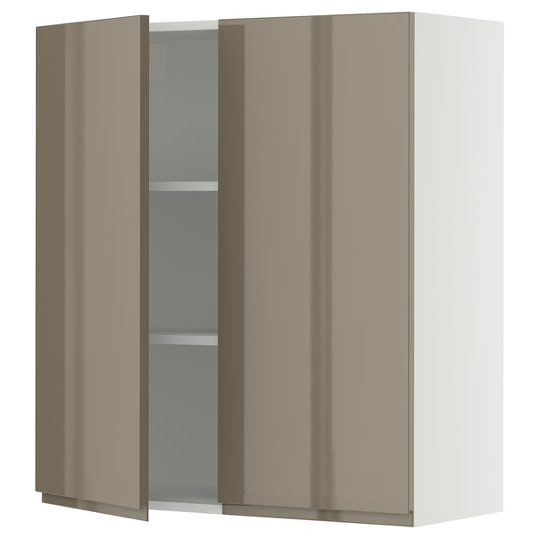 SEKTION Wall cabinet with 2 doors, white/Voxtorp high-gloss dark grey-brown, 36x15x40 "