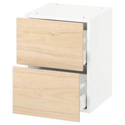 SEKTION Wall cabinet with 2 drawers, white Maximera/Askersund light ash effect, 15x15x20 "