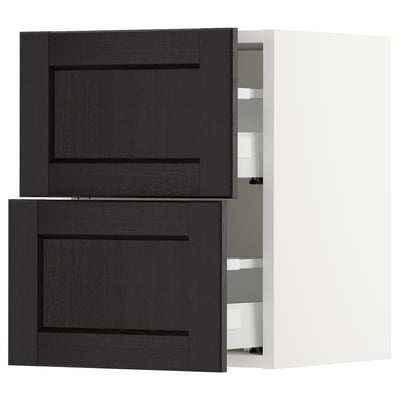 SEKTION Wall cabinet with 2 drawers, white Maximera/Lerhyttan black stained, 15x15x20 "