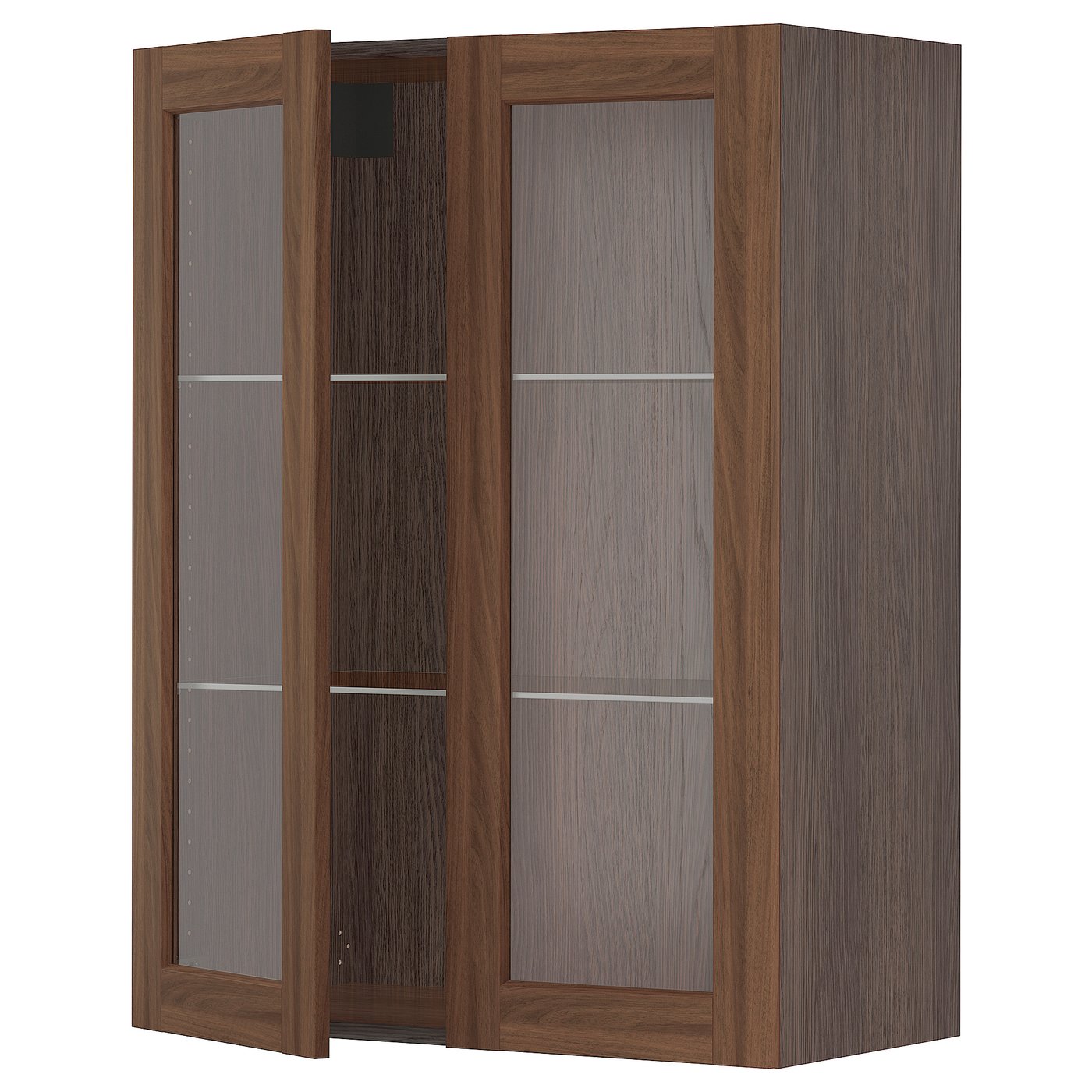 SEKTION Wall with 2 glass doors, brown Enköping/brown walnut