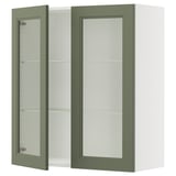 SEKTION Wall cabinet with 2 glass doors, white/Axstad gray-green, 36x15x40 "