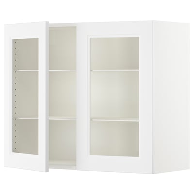 SEKTION Wall cabinet with 2 glass doors, white/Axstad matt white, 36x15x30 "