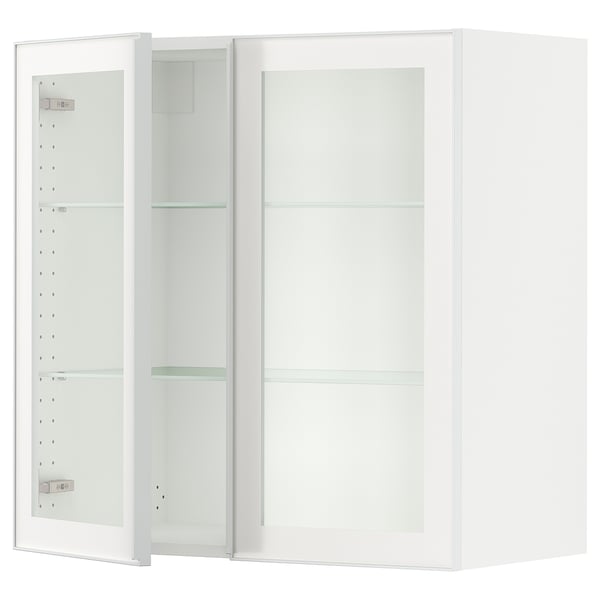 SEKTION Wall cabinet with 2 glass doors, white/Hejsta white clear glass, 30x15x30 "