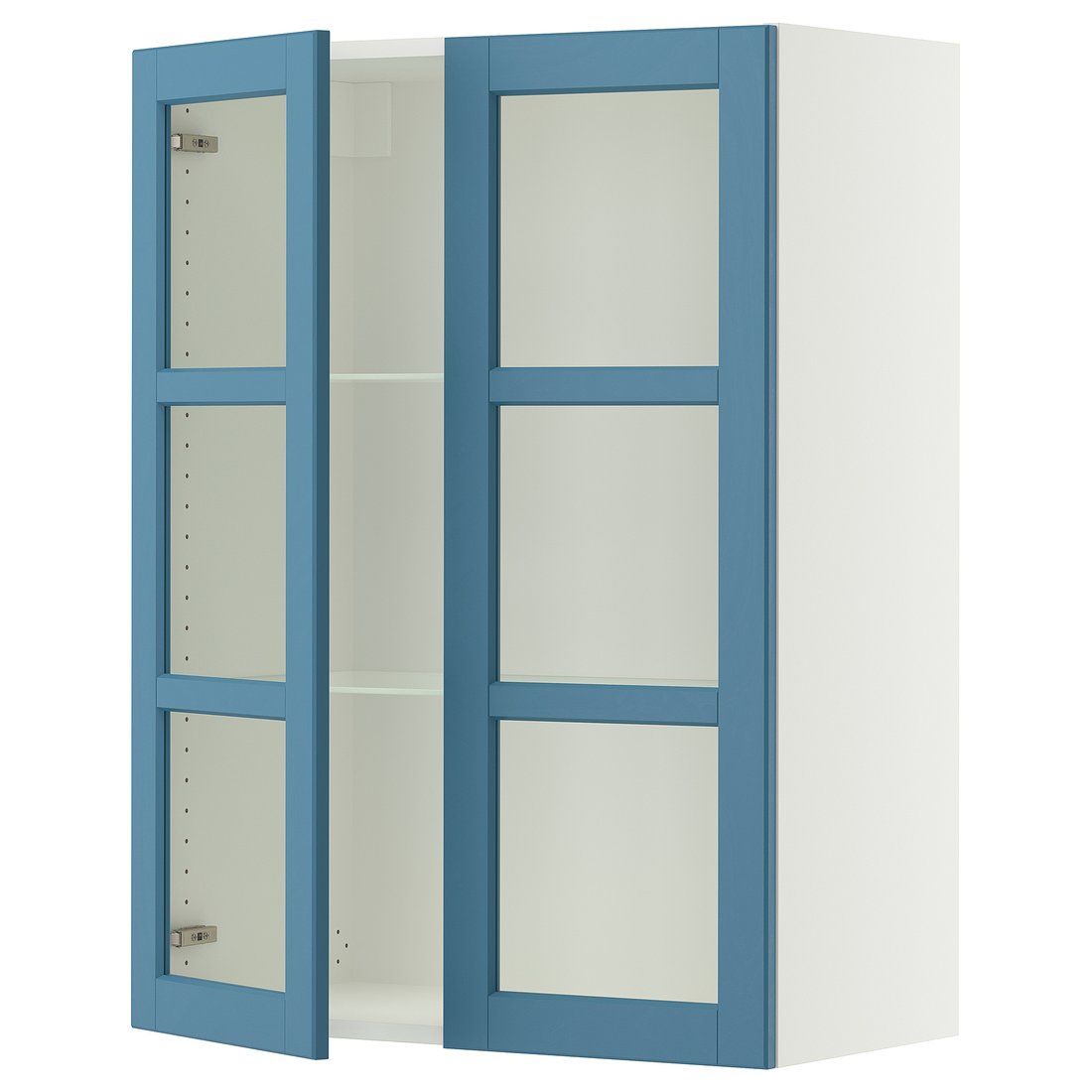 SEKTION wall cabinet with 2 glass doors, white/Lerhyttan blue ...