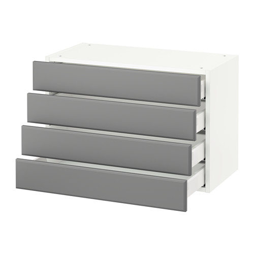 SEKTION Wall with 4 drawers white, Bodbyn gray, 30x15x20 " IKEA