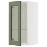 SEKTION Wall cabinet with glass door, white/Axstad gray-green, 15x15x30 "