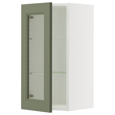 SEKTION Wall cabinet with glass door, white/Axstad gray-green, 15x15x30 "