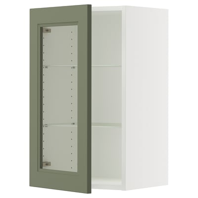 SEKTION Wall cabinet with glass door, white/Axstad gray-green, 18x15x30 "