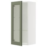 SEKTION Wall cabinet with glass door, white/Axstad gray-green, 18x15x40 "