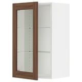 SEKTION Wall cabinet with glass door, white Enköping/brown walnut effect, 18x15x30 "