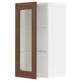 SEKTION Wall cabinet with glass door, white Enköping/brown walnut effect, 15x15x30 "