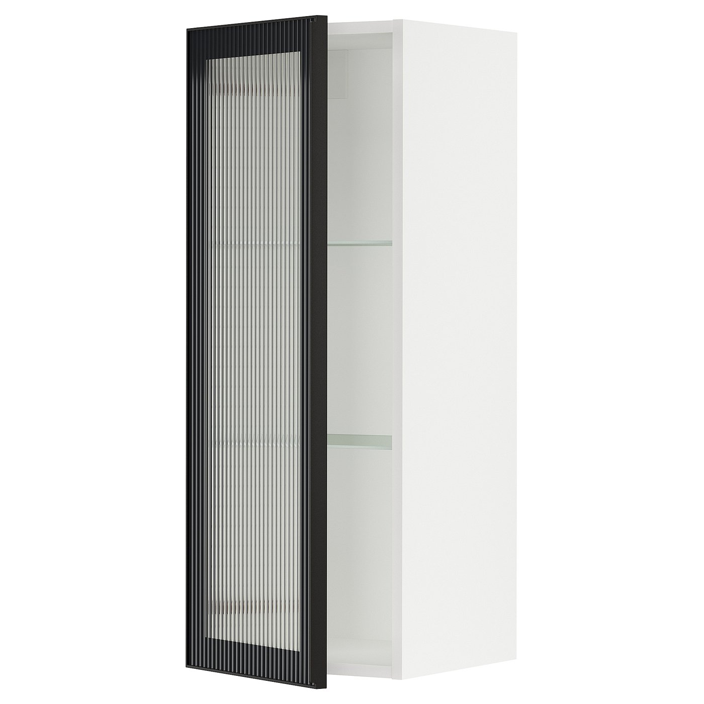 SEKTION wall with glass door, white/Hejsta anthracite reeded