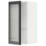 SEKTION Wall cabinet with glass door, white/Hejsta anthracite reeded glass, 15x15x30 "