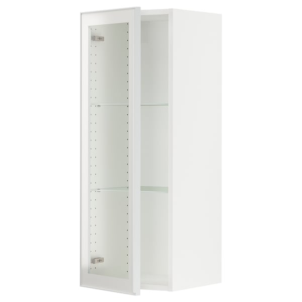SEKTION Wall cabinet with glass door, white/Hejsta white clear glass, 15x15x40 "