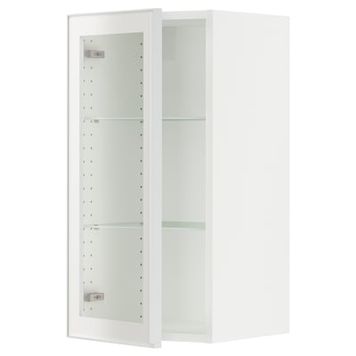 SEKTION Wall cabinet with glass door, white/Hejsta white clear glass, 15x15x30 "