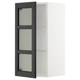 SEKTION Wall cabinet with glass door, white/Lerhyttan black stained, 15x15x30 "