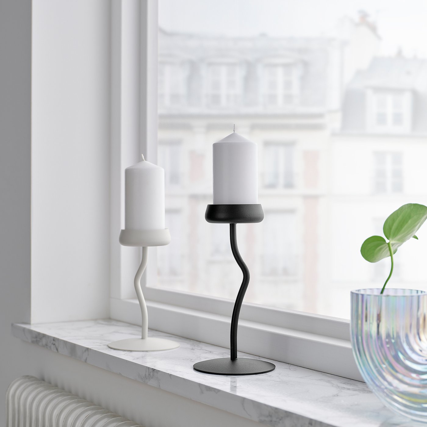 SILVERPÄRON pillar candle holder, black, 24 cm (9
