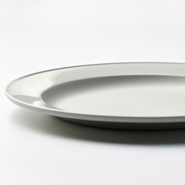 SIMKRABBA Plate, plastic/green-gray, 10 ½ "