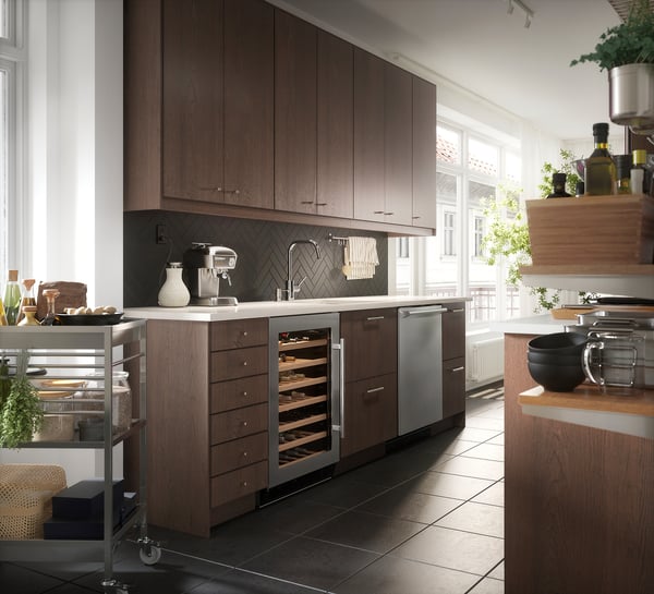 SINARP 2-p door/corner base cabinet set, brown, 13x30 "