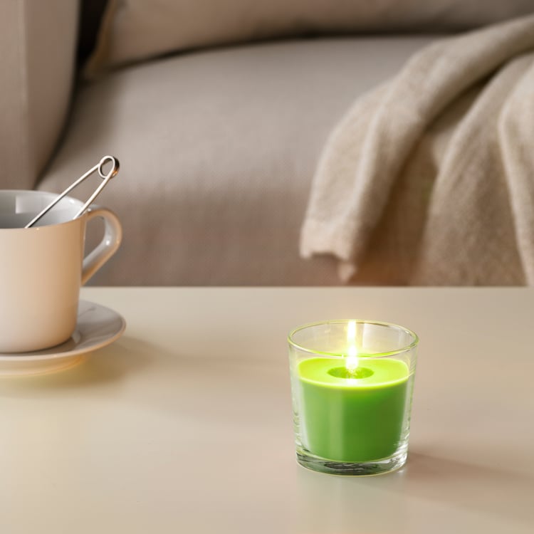 SINNLIG Scented candle in glass, Apple and pear/green, 3" (7.5 cm) IKEA CA