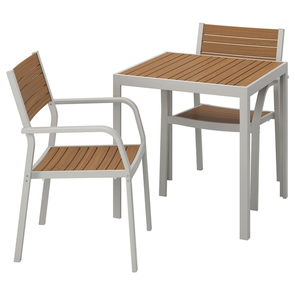 Sjalland Bistro Set Outdoor Light Brown Light Gray Ikea