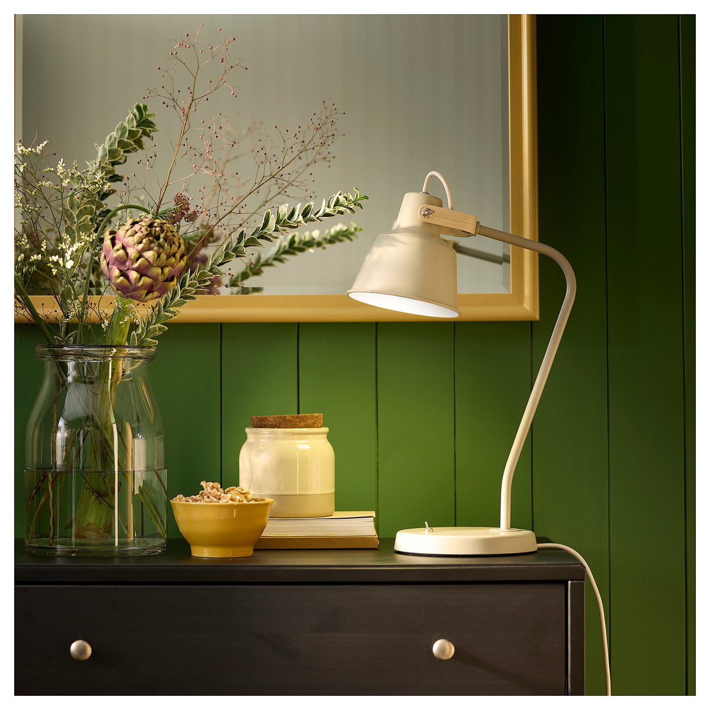 SJÖMAKT desk lamp, beige/ash - IKEA CA