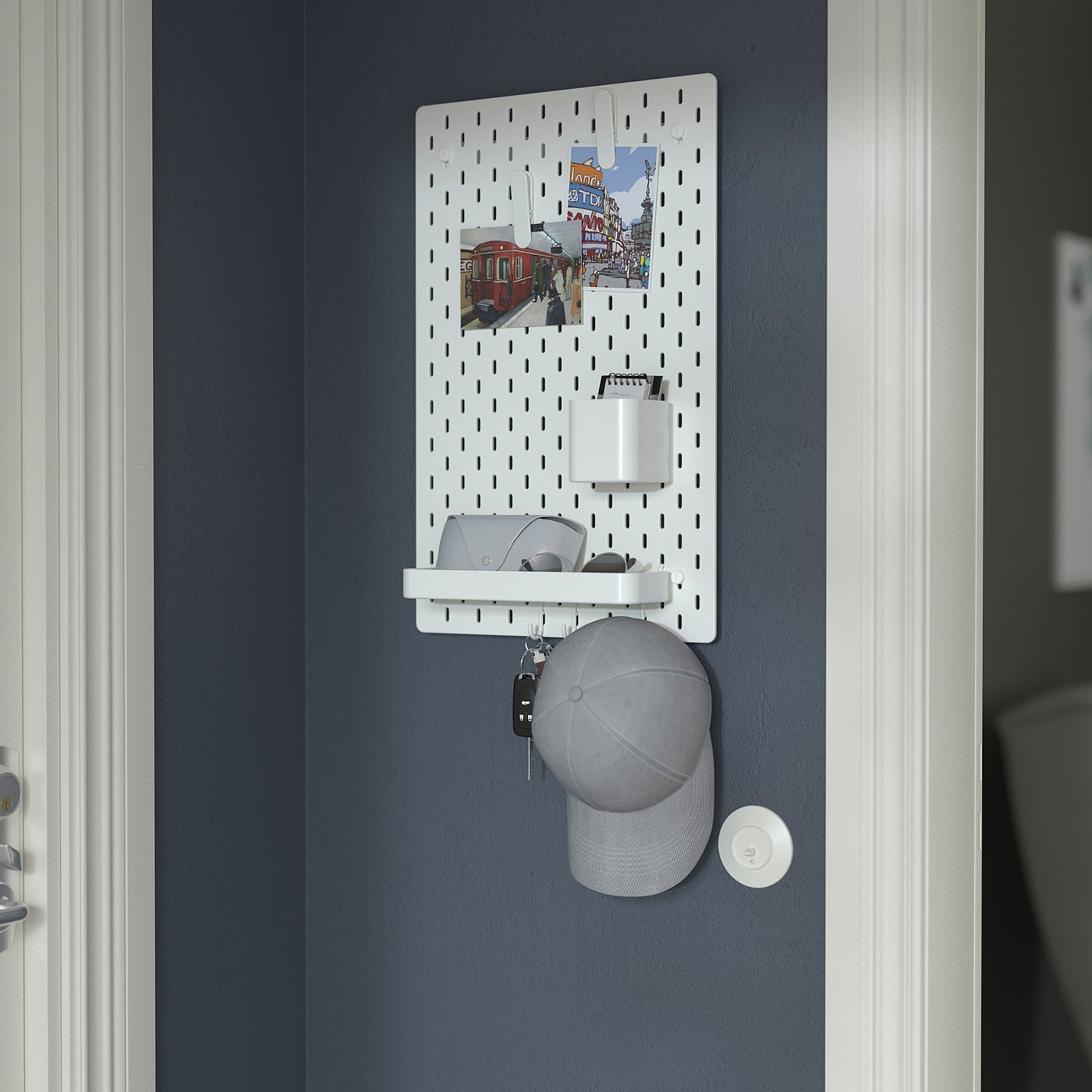 SKÅDIS pegboard combination, white, 36x56 cm (14 ¼x22