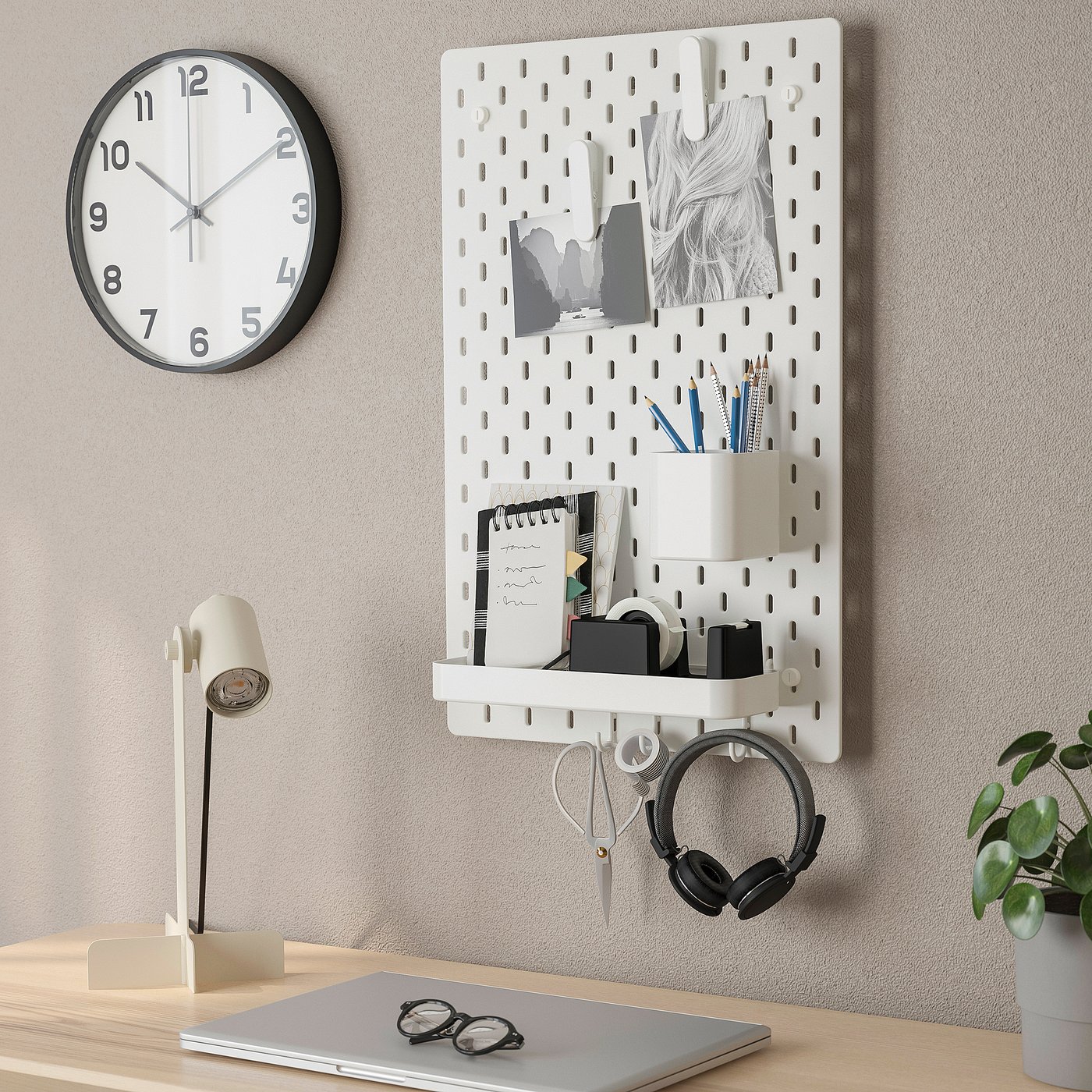 SKÅDIS pegboard combination, white, 36x56 cm (14 ¼x22