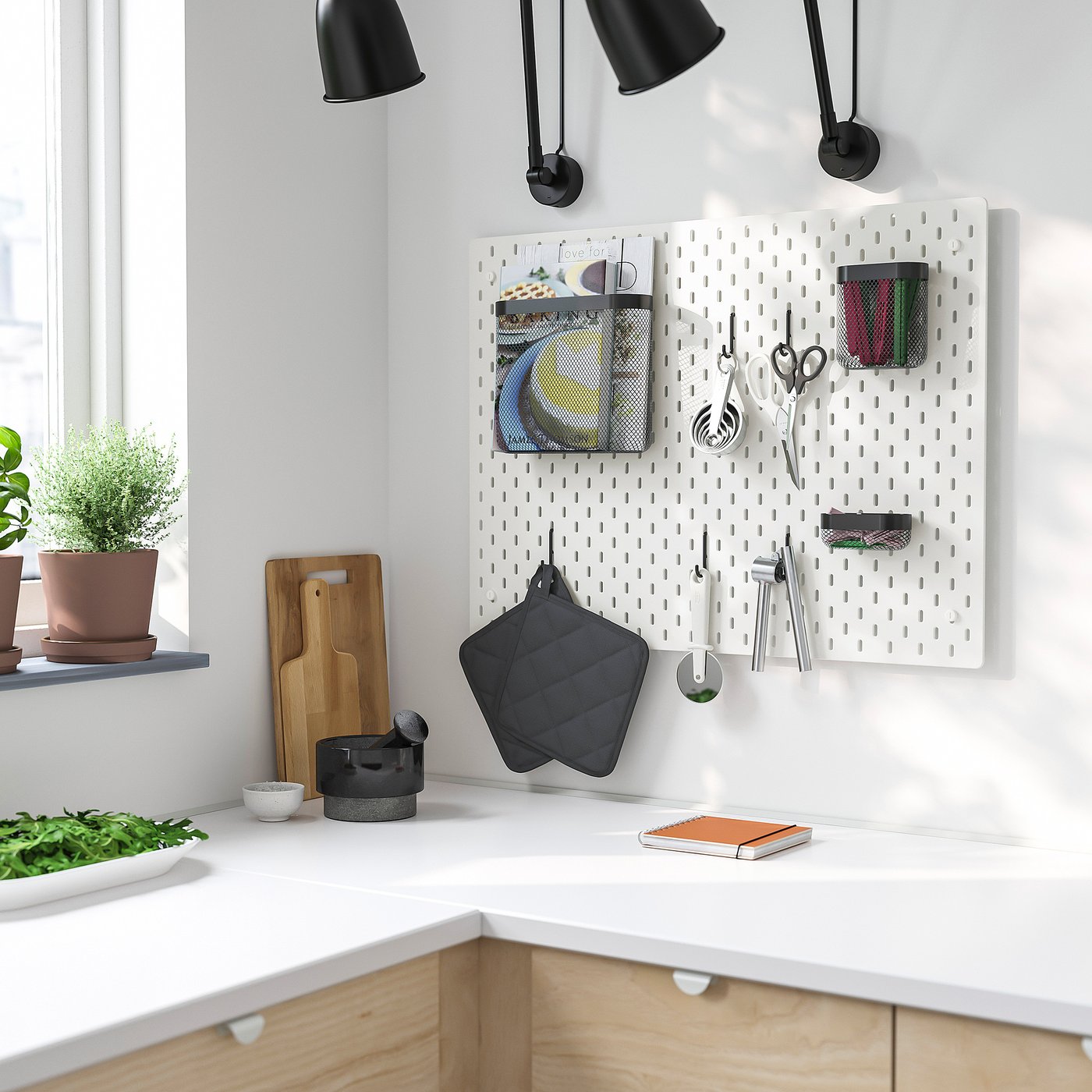 SKÅDIS pegboard combination, white, 76x56 cm (30x22