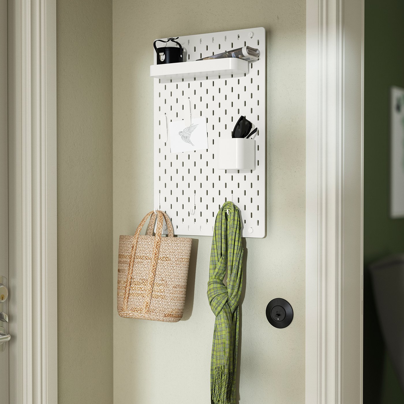 SKÅDIS pegboard combination, white, 36x56 cm (14 ¼x22