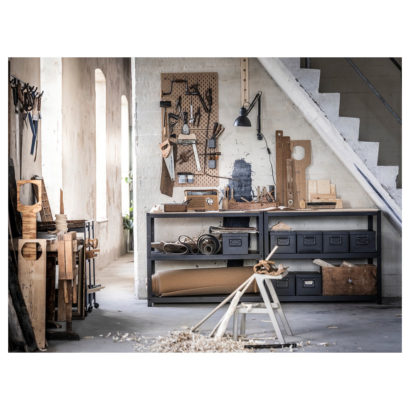 SKÅDIS pegboard combination, wood, 56x112 cm (22x44