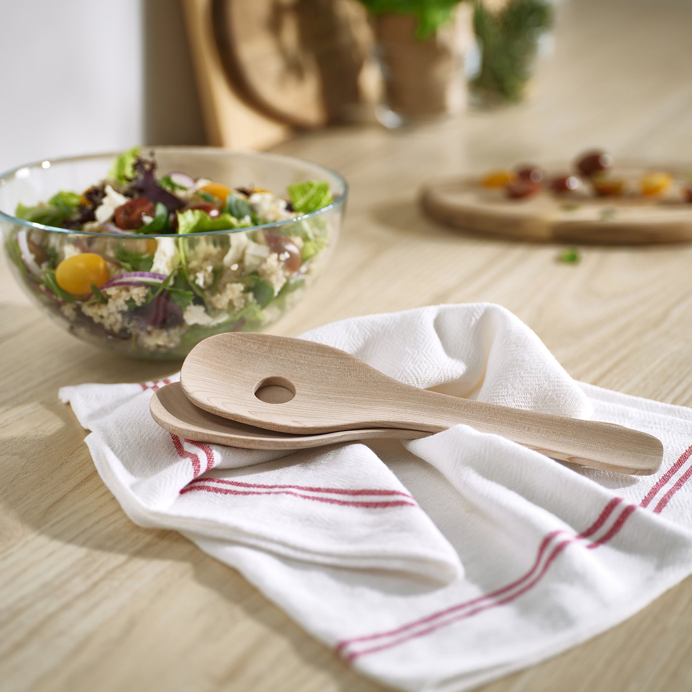SKALLKNEKT 2-piece salad server set, solid birch - IKEA CA
